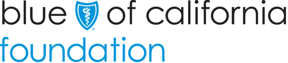 Blue Shield of California Foundation Logo, black text with blue shield icon replacing "shield" in title.